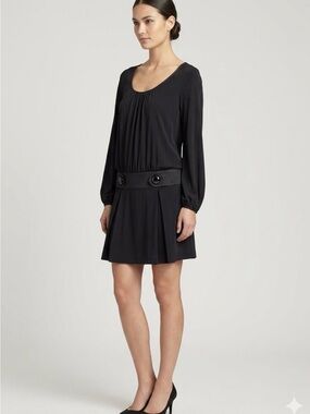 Laundry by Shelli Segal Black LS Dress Sz 8 Rhinestone Buttons Cocktail Career